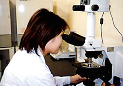 品質管理室で酵素液やバイオブランの各種成分、性状を厳しくチェック。